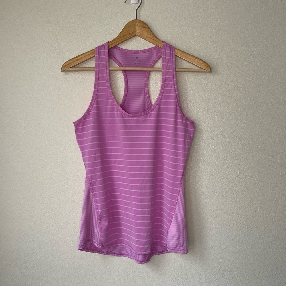 Athleta Stripe Chi Tank Top in Orchid Lilac Mauve Pink Yoga Athletic XS